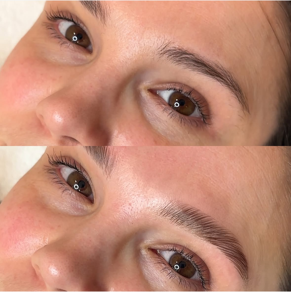 Brow Lamination Before and After in Haven Permanent Cosmetics & Aesthetics in Gig Harbor, WA