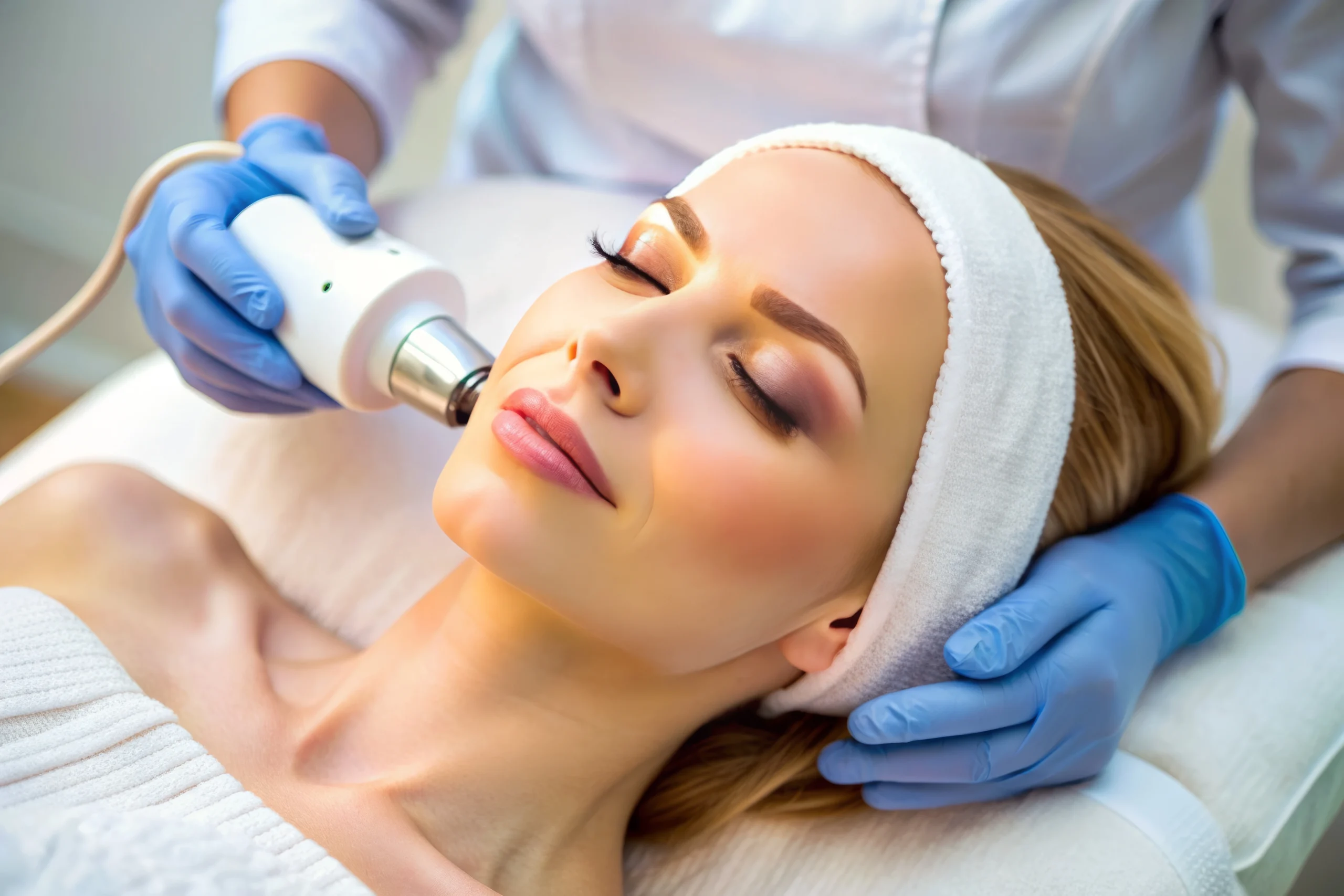 A Female getting Skin Tightening treatment at Haven Permanent Cosmetics & Aesthetics in Gig Harbor, WA