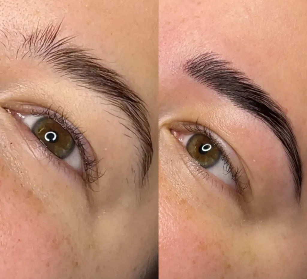 Before and After results Brow Lam Tint at Haven Permanent Cosmetics & Aesthetics in Gig Harbor, WA
