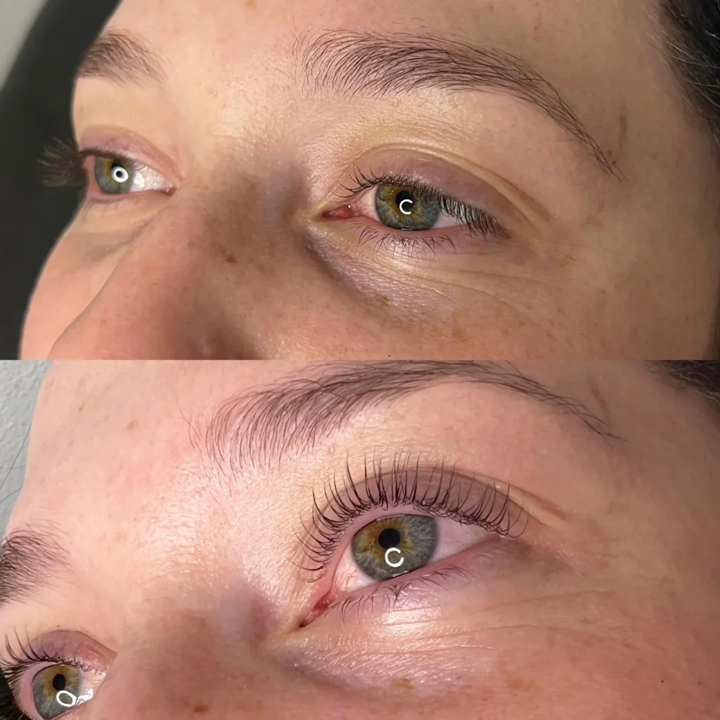 Lash Lift before and after results by Zanna of Haven Permanent Cosmetics & Aesthetics in Gig Harbor, WA